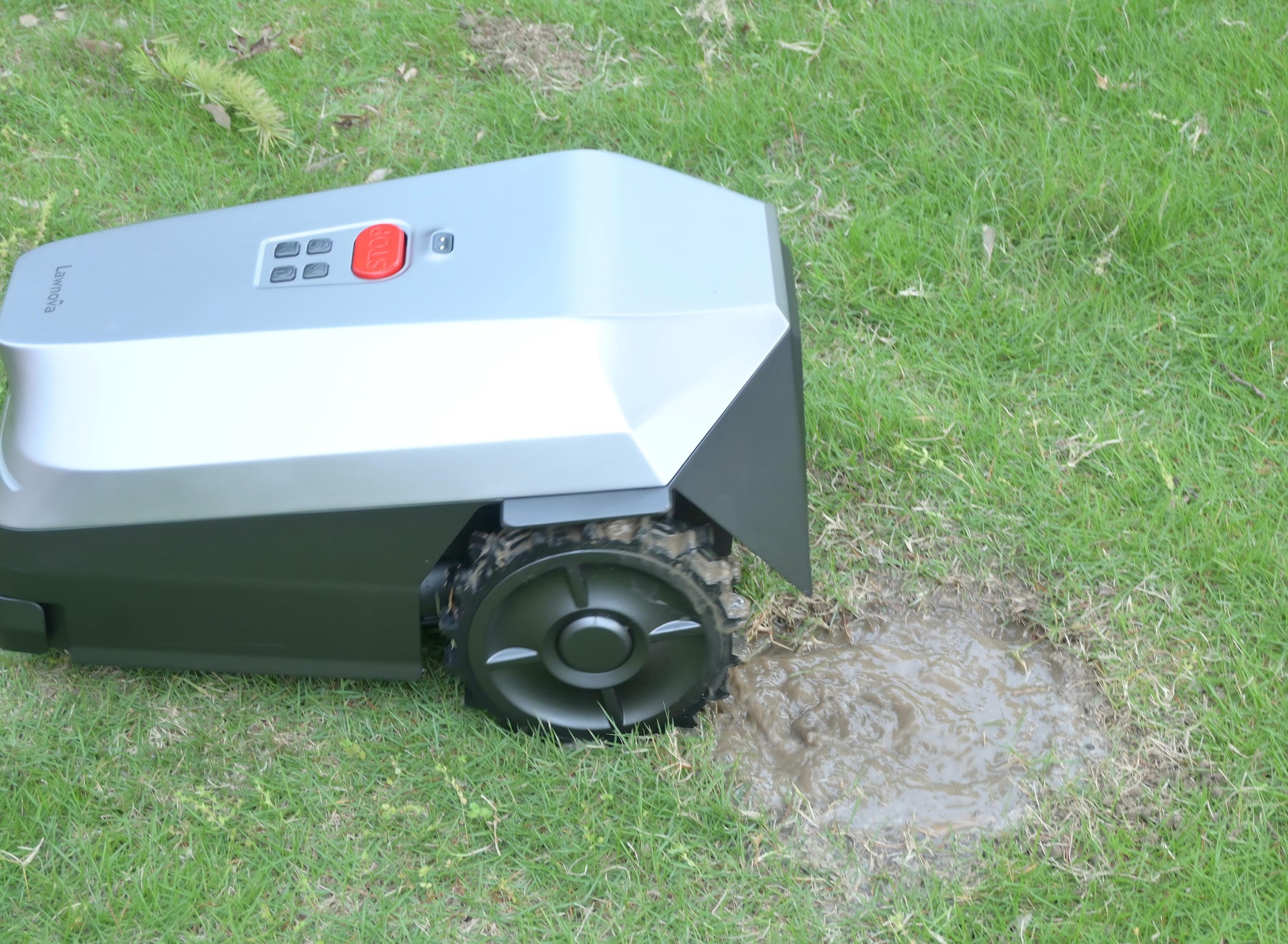 Lawnova robotic mower on a real lawn