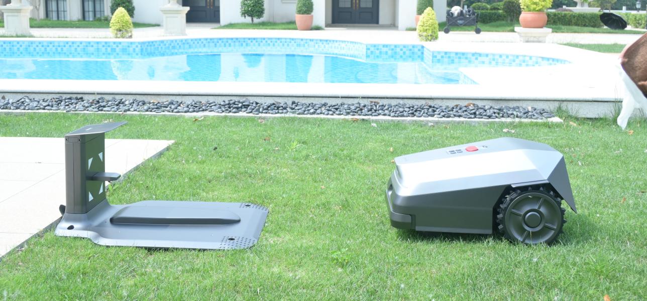 Lawnova robotic mower on a real lawn