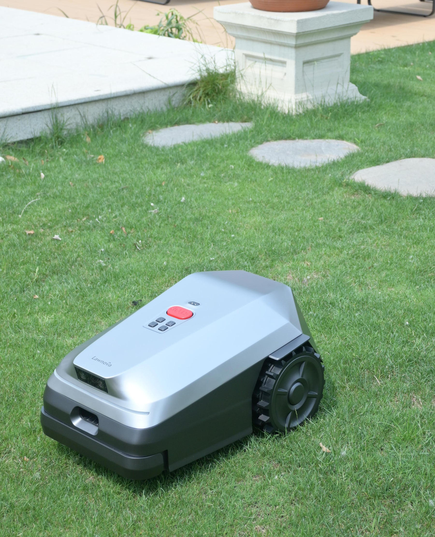 Lawnova robotic mower on a real lawn